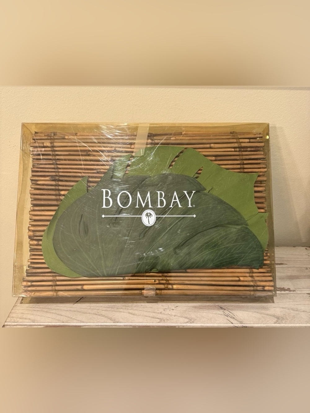 VTG Bombay Co Bamboo Faux Leaf Placemats Set of 4 In Box Monstera Tropical